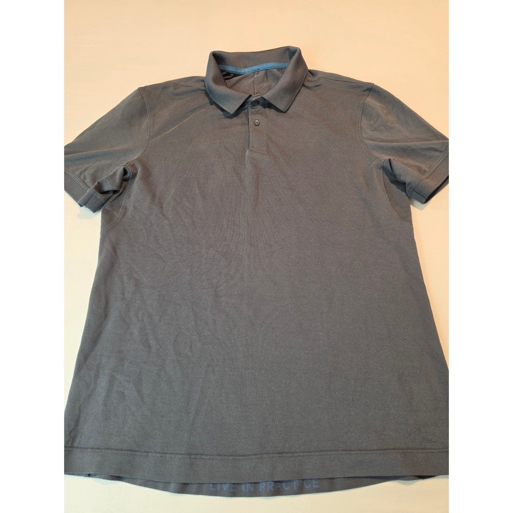 Lululemon Evolution Polo Shirt Mens Large Gray Short Sleeve Pique Golf Top